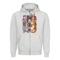 Dove Grey Bunnys Easter with leopard background Zipper Hoodie - OliviaCreatesArt