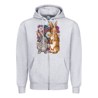 Heather Grey Bunnys Easter with leopard background Zipper Hoodie - OliviaCreatesArt