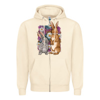 Sandshell Bunnys Easter with leopard background Zipper Hoodie - OliviaCreatesArt