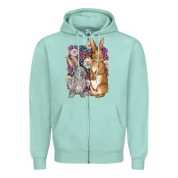 Seafoam Bunnys Easter with leopard background Zipper Hoodie - OliviaCreatesArt