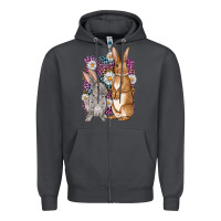 Smoke Bunnys Easter with leopard background Zipper Hoodie - OliviaCreatesArt