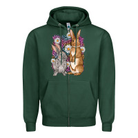 Sports Green Bunnys Easter with leopard background Zipper Hoodie - OliviaCreatesArt