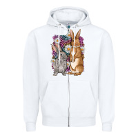 White Bunnys Easter with leopard background Zipper Hoodie - OliviaCreatesArt