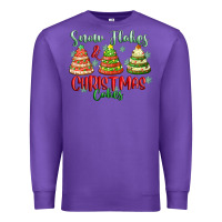 Purple snow flakes and christmas cakes Premium Sweatshirt - FaDigitalArtStudio