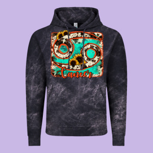 Cancer Turquoise Cowhide Vintage Hoodie Designed By Ranaportraitstore