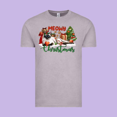 Siamese Cat Meowy Christmas Vintage Tee Designed By Lillyallendesigns