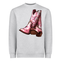 Heather Grey Cowgirl boots Heavyweight Sweatshirt - HowdyJamesFarm