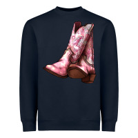 Navy Cowgirl boots Heavyweight Sweatshirt - HowdyJamesFarm
