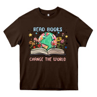 Chocolate Brown book lover Heavy Core Tee - MaliasSmallBusiness