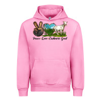 Fuchsia Pink Peace Love Cashmere Goat Urban Hoodie - LillyAllenDesigns