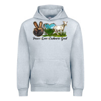 Heather Grey Peace Love Cashmere Goat Urban Hoodie - LillyAllenDesigns