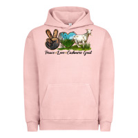 Pigment Salmon Peace Love Cashmere Goat Urban Hoodie - LillyAllenDesigns
