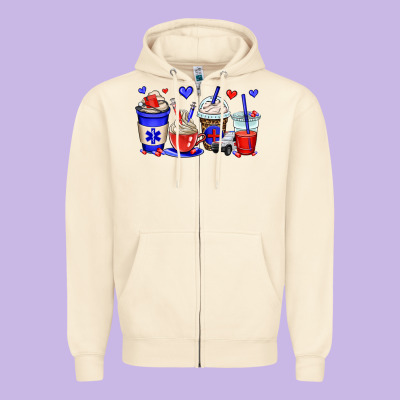 Emt Emergency Medical Technician Coffee Cups Zipper Hoodie Designed By Oliviacreatesart