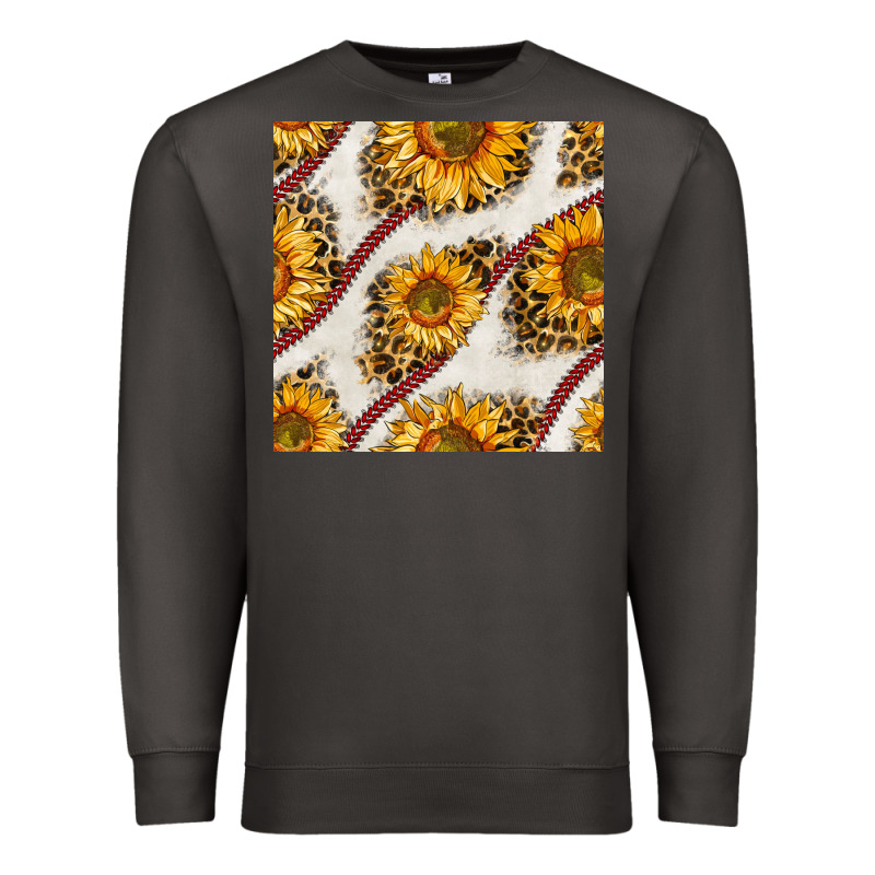 Baseball Sunflowers And Leopard Seamless Pattern Premium Sweatshirt by BundleAndBundleShop | Teevron