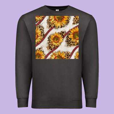 Baseball Sunflowers And Leopard Seamless Pattern Premium Sweatshirt Designed By Bundleandbundleshop