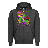 Charcoal Heather louisiana map mardi gras olivia Zipper Hoodie - OliviaCreatesArt