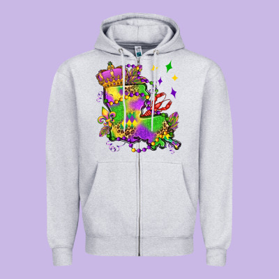 Louisiana Map Mardi Gras Olivia Zipper Hoodie Designed By Oliviacreatesart