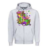 Heather Grey louisiana map mardi gras olivia Zipper Hoodie - OliviaCreatesArt