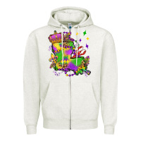 Oatmeal Heather louisiana map mardi gras olivia Zipper Hoodie - OliviaCreatesArt