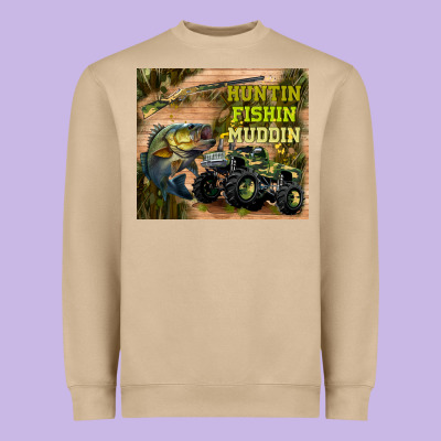 Huntin Fishin Muddin Heavyweight Sweatshirt Designed By Tumblerdesignbyshophia