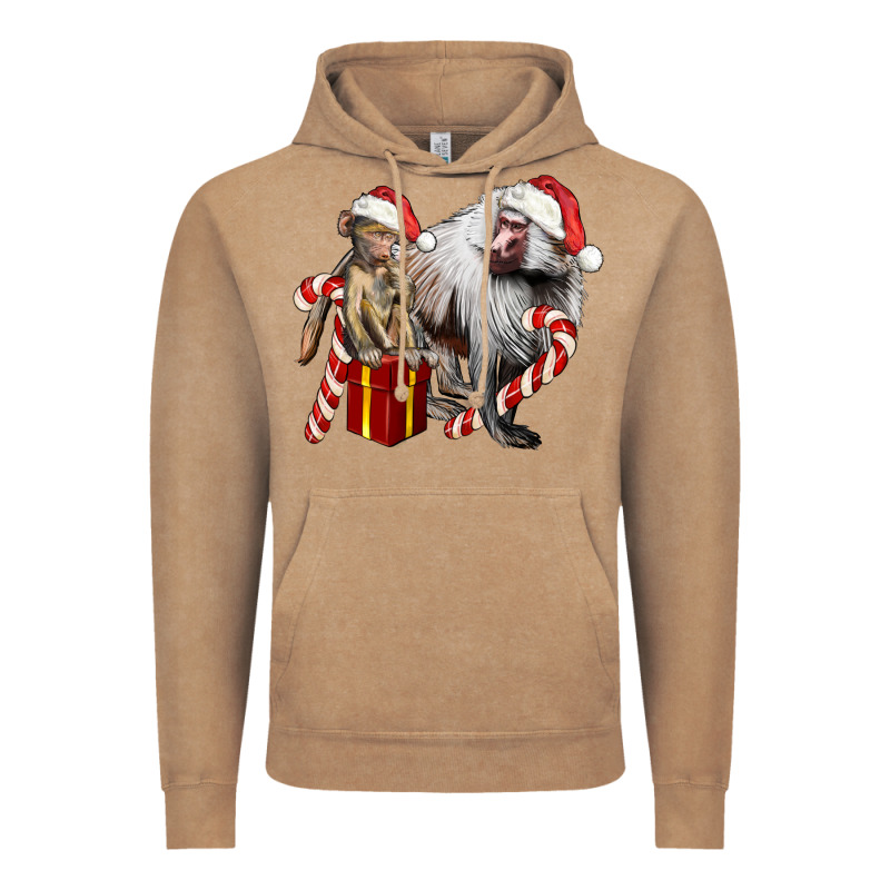 Christmas Baboon Baby And Mama Vintage Hoodie by LillyAllenDesigns | Teevron