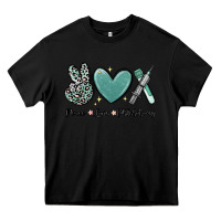 Black peace love phlebotomy Heavy Core Tee - MaliasSmallBusiness