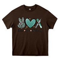 Chocolate Brown peace love phlebotomy Heavy Core Tee - MaliasSmallBusiness