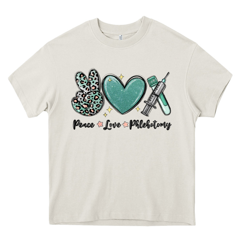 Peace Love Phlebotomy Heavy Core Tee by MaliasSmallBusiness | Teevron