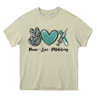 Mossy peace love phlebotomy Heavy Core Tee - MaliasSmallBusiness