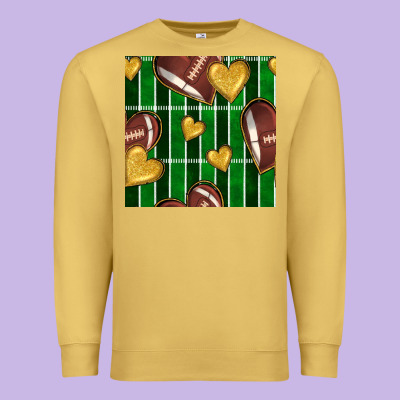 American Football Field And Hearts Seamless Pattern Premium Sweatshirt Designed By Bundleandbundleshop