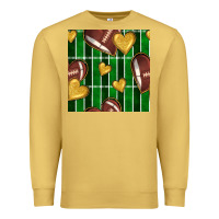 Antique Gold american football field and hearts seamless pattern Premium Sweatshirt - BundleAndBundleShop