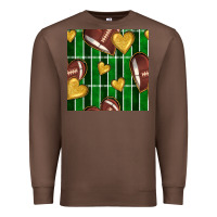 Chestnut american football field and hearts seamless pattern Premium Sweatshirt - BundleAndBundleShop