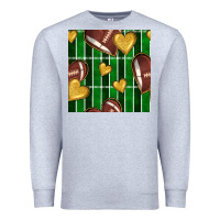 Heather Grey american football field and hearts seamless pattern Premium Sweatshirt - BundleAndBundleShop