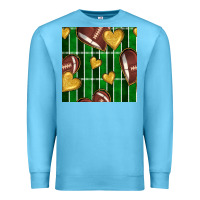 Ocean Blue american football field and hearts seamless pattern Premium Sweatshirt - BundleAndBundleShop