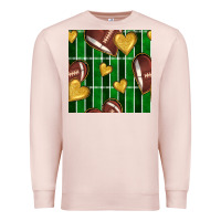 Pale Pink american football field and hearts seamless pattern Premium Sweatshirt - BundleAndBundleShop