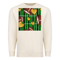 Sandshell american football field and hearts seamless pattern Premium Sweatshirt - BundleAndBundleShop