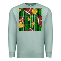 Seafoam american football field and hearts seamless pattern Premium Sweatshirt - BundleAndBundleShop