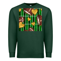 Sports Green american football field and hearts seamless pattern Premium Sweatshirt - BundleAndBundleShop
