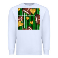 White american football field and hearts seamless pattern Premium Sweatshirt - BundleAndBundleShop