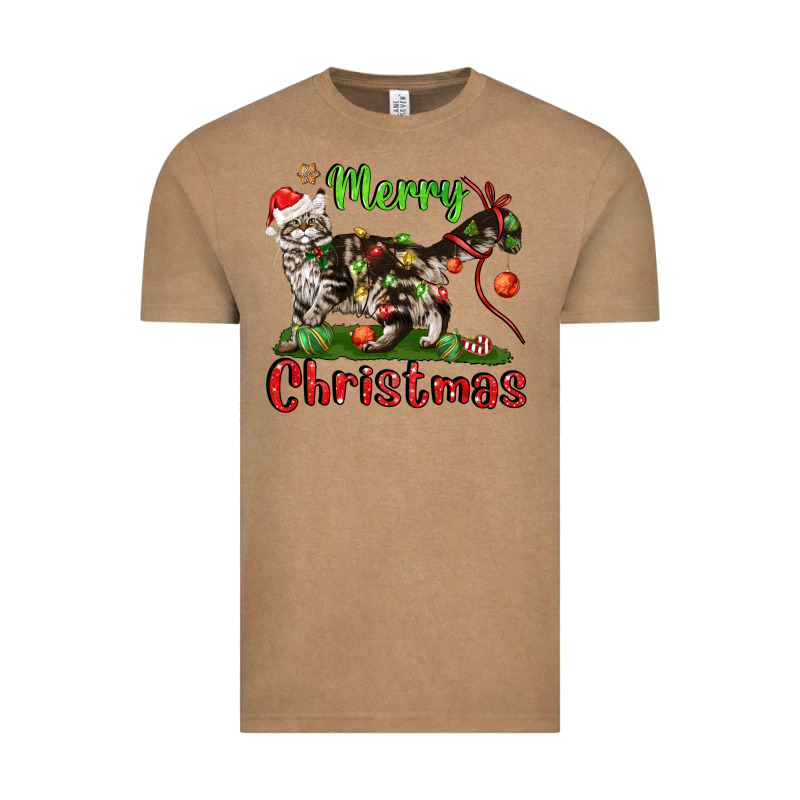 Maine Coon Cat Merry Christmas Vintage Tee by LillyAllenDesigns | Teevron