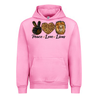 Fuchsia Pink Peace Love Lion Head Urban Hoodie - LillyAllenDesigns