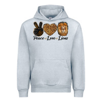 Heather Grey Peace Love Lion Head Urban Hoodie - LillyAllenDesigns