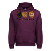 Mauve Wine Peace Love Lion Head Urban Hoodie - LillyAllenDesigns