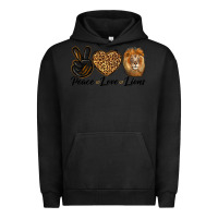 Pigment Black Peace Love Lion Head Urban Hoodie - LillyAllenDesigns
