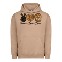 Pigment Burro Peace Love Lion Head Urban Hoodie - LillyAllenDesigns
