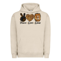 Pigment French Oak Peace Love Lion Head Urban Hoodie - LillyAllenDesigns