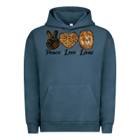 Pigment Midnight Navy Peace Love Lion Head Urban Hoodie - LillyAllenDesigns