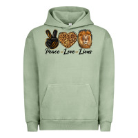 Pigment Oil Green Peace Love Lion Head Urban Hoodie - LillyAllenDesigns