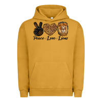 Pigment Peanut Butter Peace Love Lion Head Urban Hoodie - LillyAllenDesigns