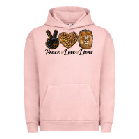 Pigment Salmon Peace Love Lion Head Urban Hoodie - LillyAllenDesigns